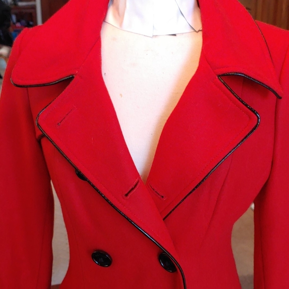 Steve Madden Red Black Button Coat Jacket Small - Picture 4 of 5